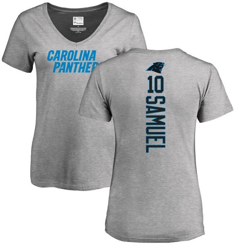 Carolina Panthers Ash Women Curtis Samuel Backer V-Neck NFL Football #10 T Shirt